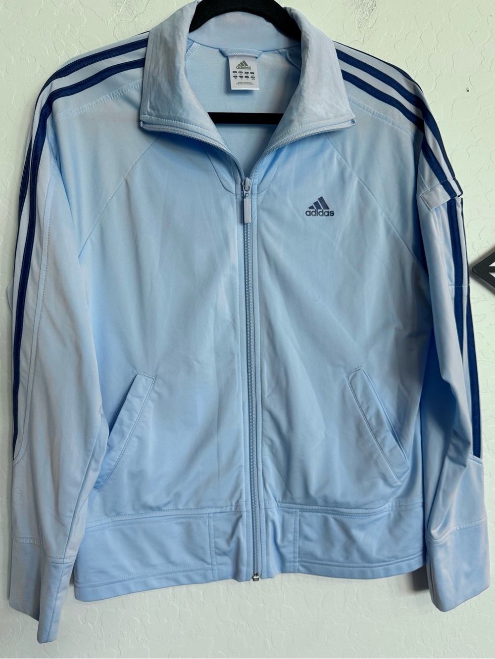 ADIDAS Vintage 2007 Y2K 3-Stripe Full Zip Track Jacket - Light Blue - Med - EUC